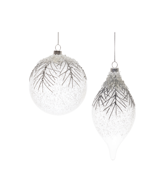 Boule de verre branches givrées