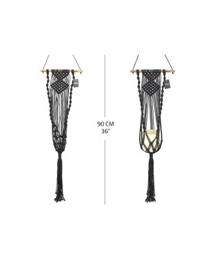 Support de plante en macramé gris