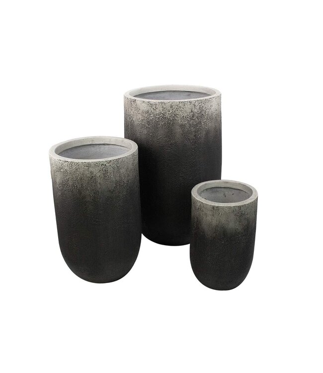 Pot fibro-ciment rond haut gris foncé