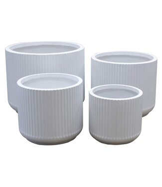 Pot fibro-ciment rond bas blanc