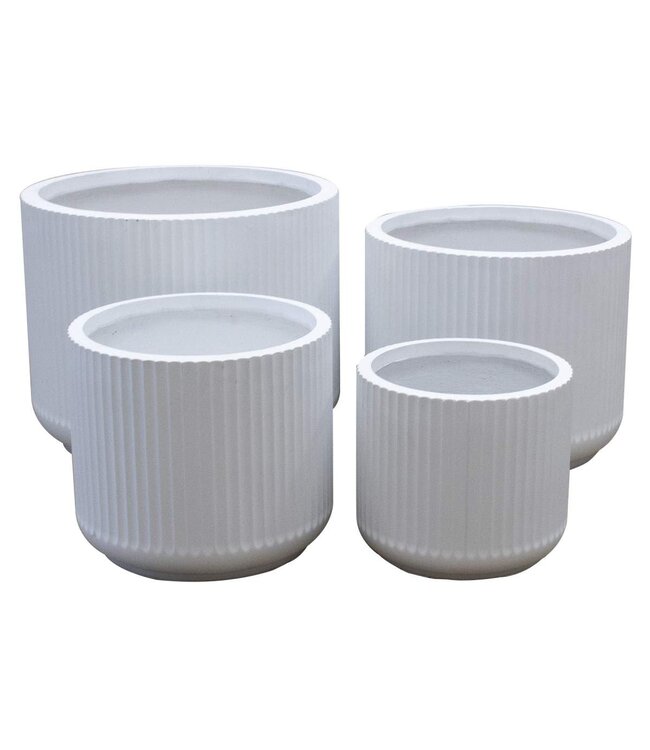 Pot fibro-ciment rond bas blanc