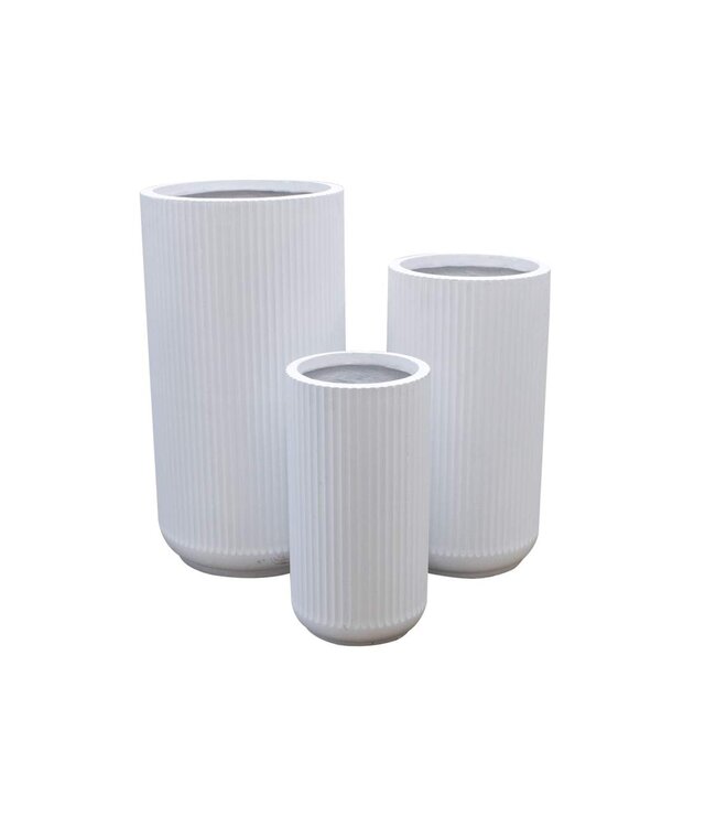 Pot fibro-ciment rond haut blanc