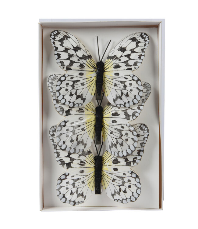 Papillons en plumes blanc 4,5 po