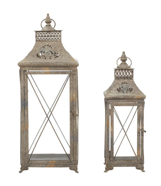 Lanterne antique carrée en métal