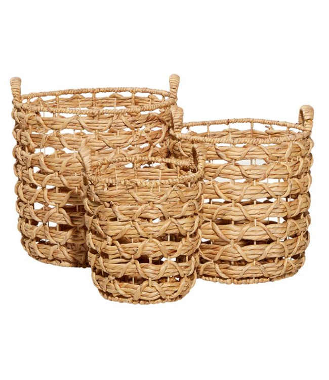 Panier rond en osier avec poignées