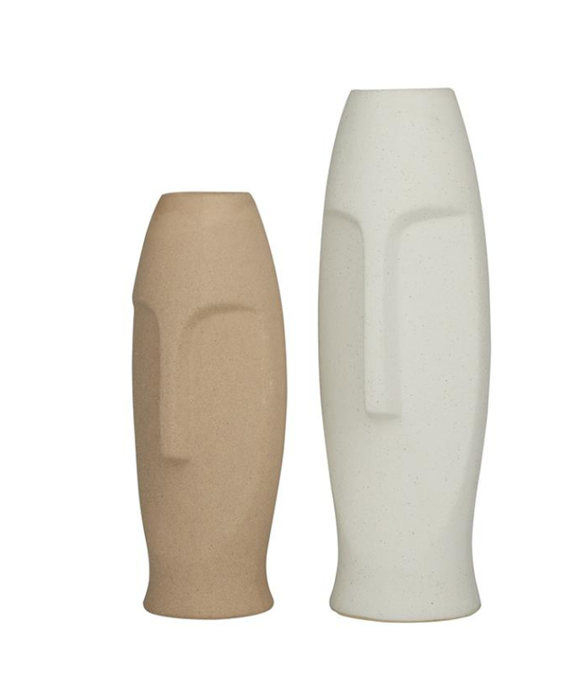 Vase en céramique visage blanc 15 x 5 po