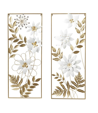 Décoration Murale Florale en Métal Doré