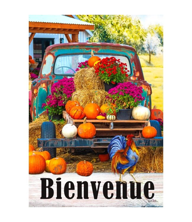Drapeau - Camion d'automne  Bienvenue 28 x 40 po