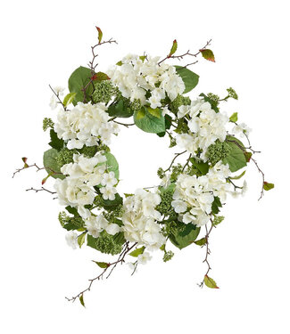 Couronne d'hydrangées blanches 24 po