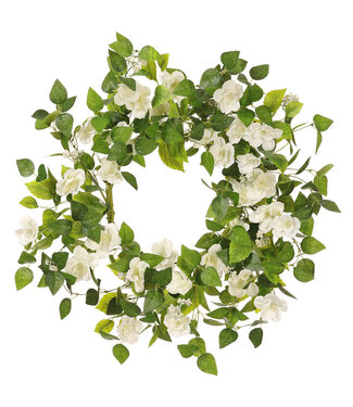 Couronne de roses sauvages blanches 22 po