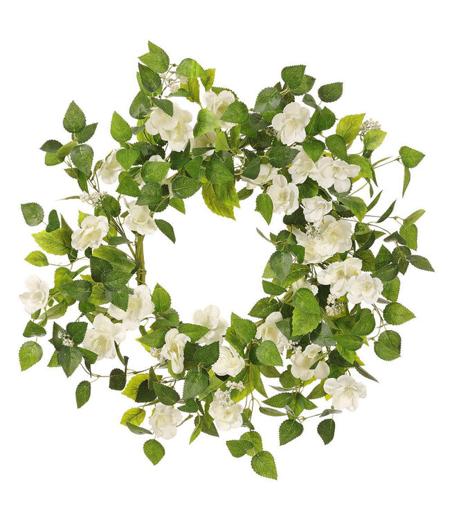 Couronne de roses sauvages blanches 22 po