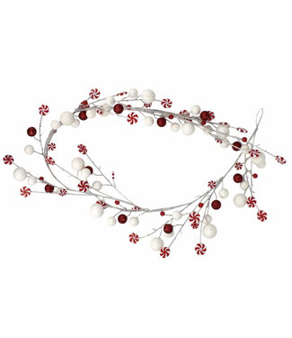 Guirlande boules rouge, neige et bonbons 5,5 pi