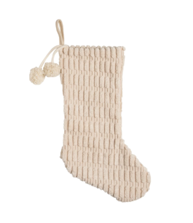 Bas de Noël en tissu avec pompons