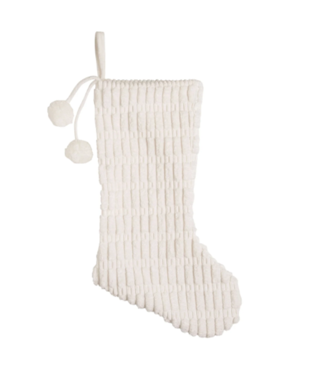 Bas de Noël en tissu avec pompons