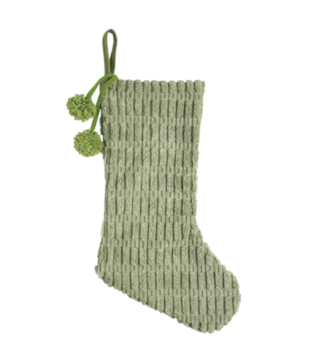 Bas de Noël en tissu avec pompons