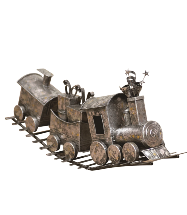 Train et wagon en métal antique