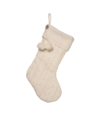 Bas de Noël blanc avec pompons
