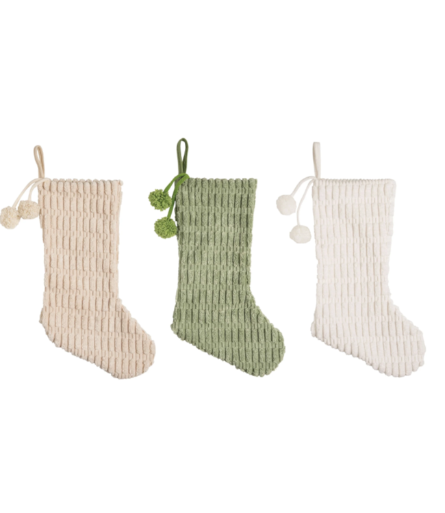 Bas de Noël en tissu avec pompons