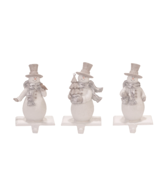 Accroche bas bonhomme de neige blanc et argent 7,5 po