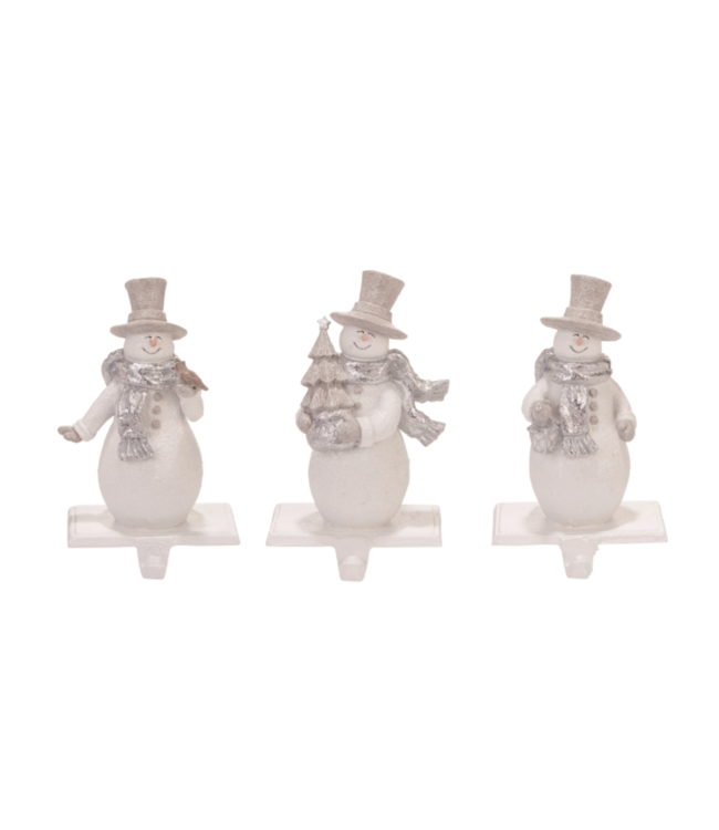 Accroche-bas Bonhomme de Neige Blanc et Argent