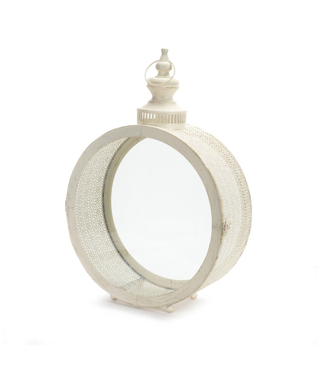 Lanterne de métal ronde blanche