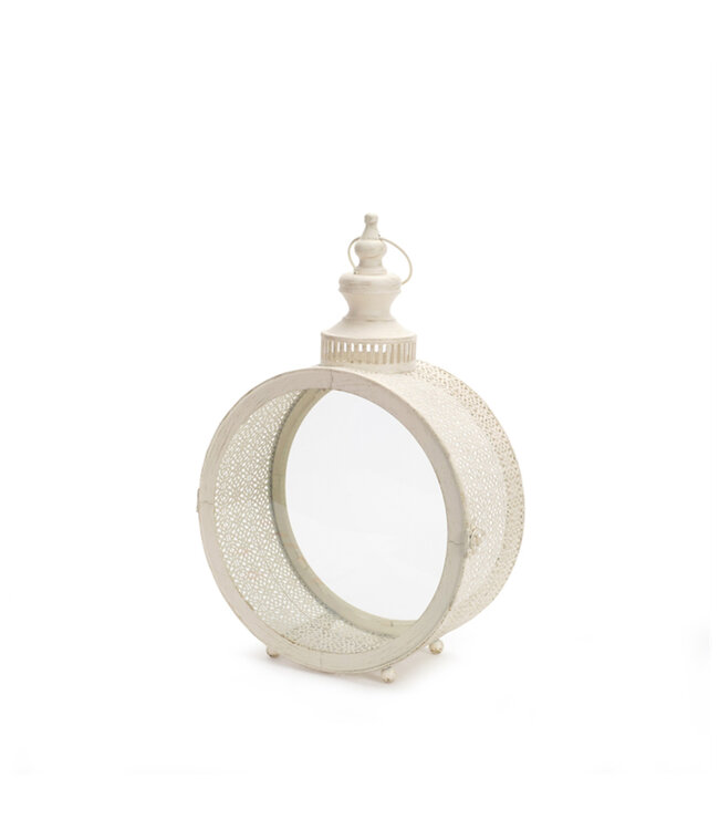Lanterne de métal ronde blanche | Chaleureuse