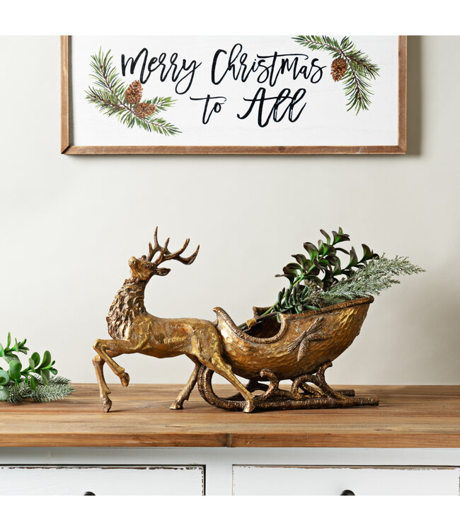 Renne et traineau or 19 po