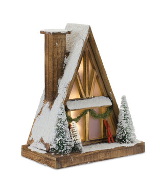 Chalet de ski illuminé 13.75 po x 16,5 po