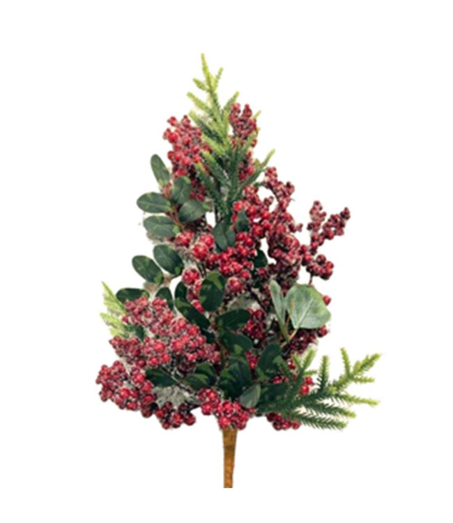 Tige baies rouge et verdure glacée 23 po