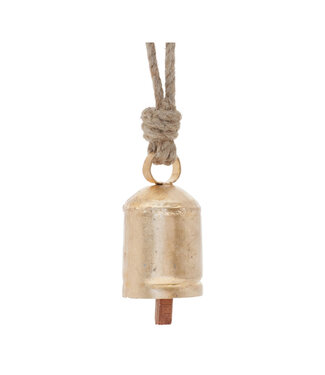 Ornement cloche métal or et jute