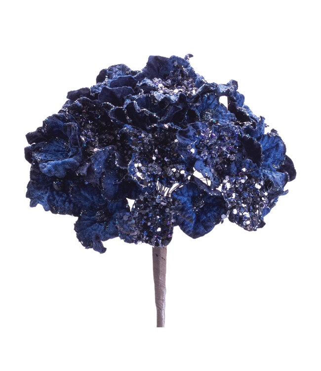 Tige hydrangea velours bleu glacé 27,5 po