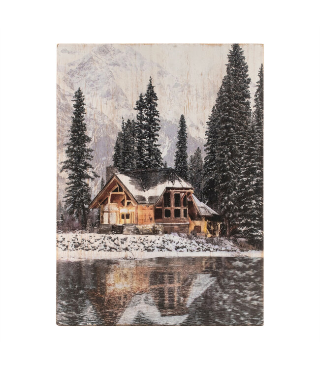 Cadre chalet, lac et forêt 11,5 x 15,5 po
