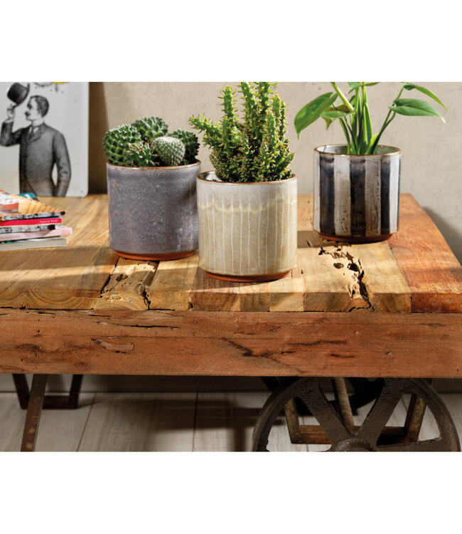 Cache-pot terre cuite gris 5 po