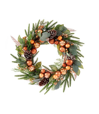 Couronne verdure et boules orange