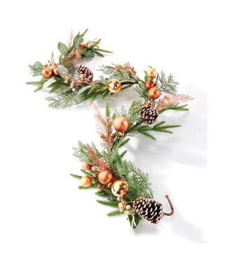 Guirlande de verdure et boules orange 21,5 po