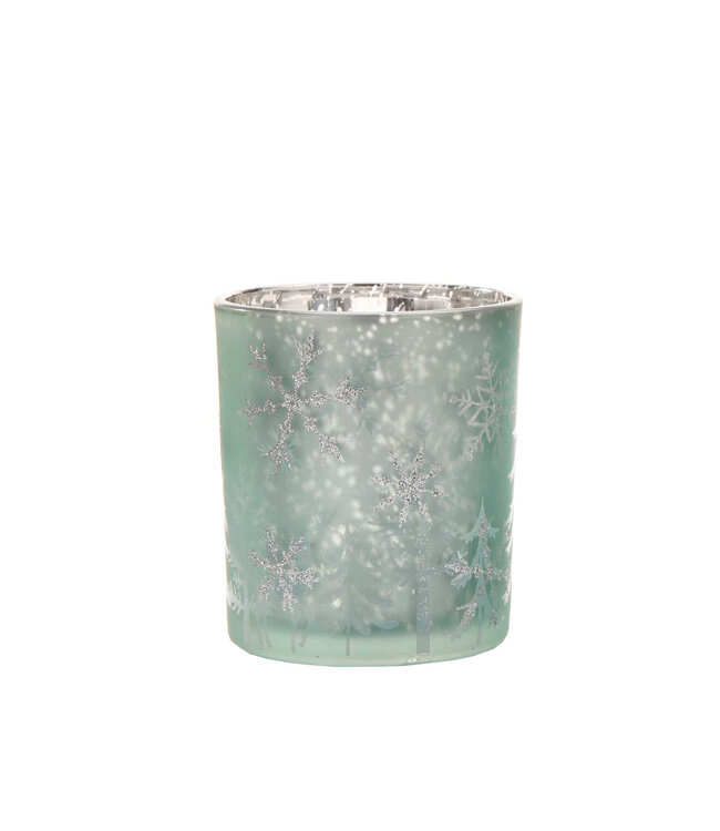 Porte-lampion bleu givré