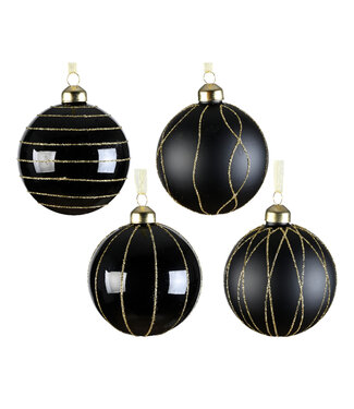 Boule de verre noir et or