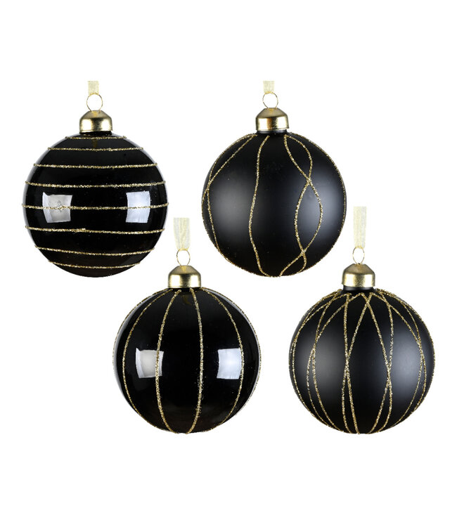 Boule de verre noir et or