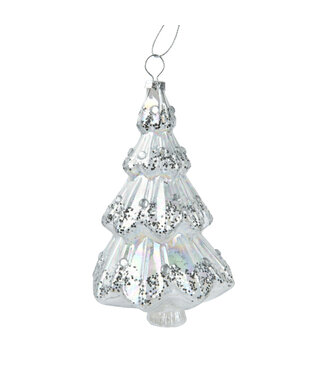 Ornement sapin transparent en verre