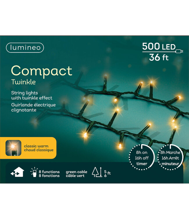 Lumières compact LED fils vert blanc classique