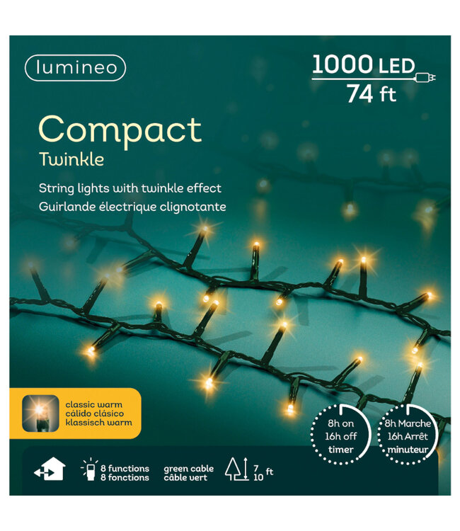 Lumières compact LED fils vert blanc classique