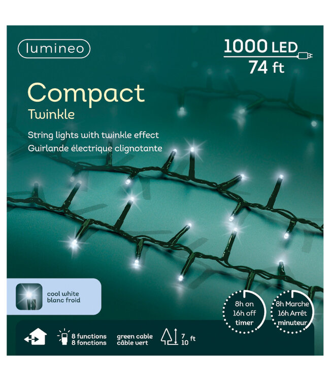 Lumières compact LED fils vert blanc froid | Éclat blanc froid, ambiance scintillante