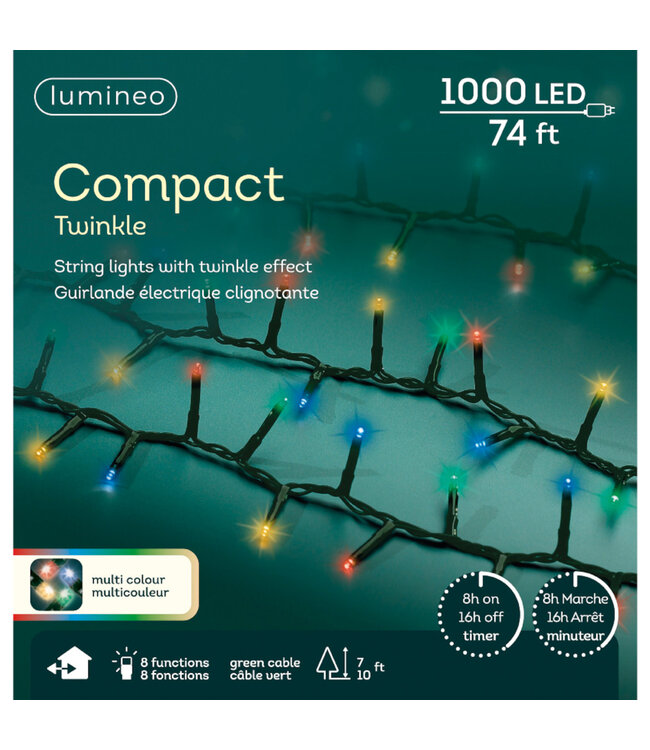 Lumières compact LED fils vert multi-couleurs
