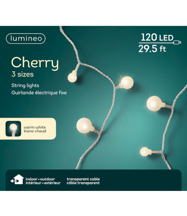 Lumières cerises LED blanc chaud 120 lum. / 29.5 pi