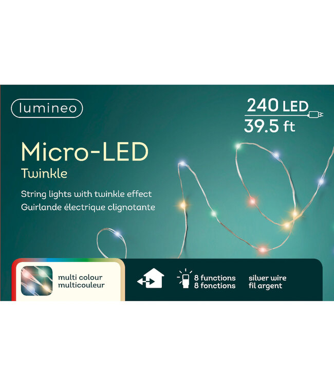 Lumières scintillantes LED fils argent multi-couleurs