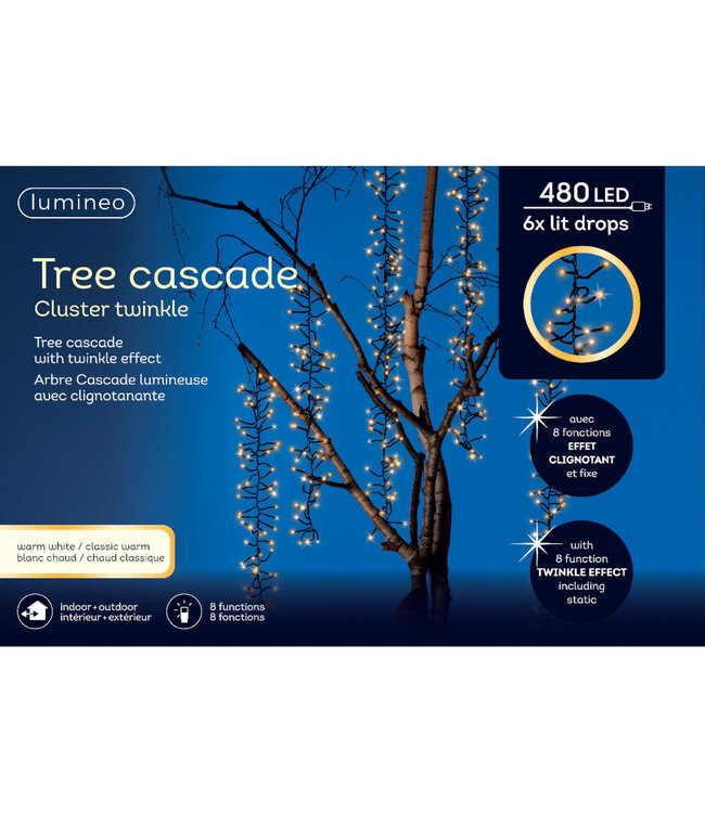 Cascade lumineuse blanc chaud et classique 480L