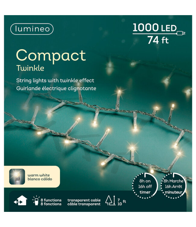 Lumières LED compact fils transparent blanc chaud | Éclat blanc chaud, magie discrète
