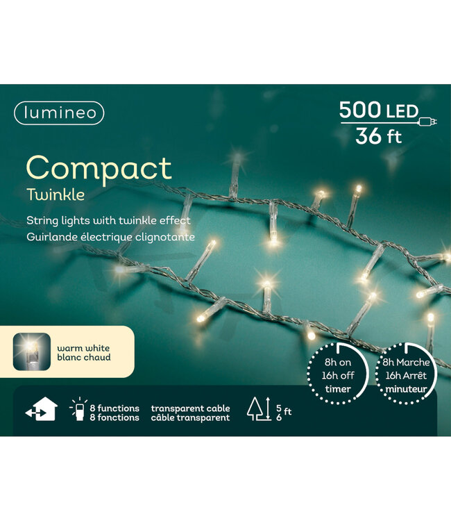 Lumières LED compact fils transparent blanc chaud | Éclat blanc chaud, magie discrète