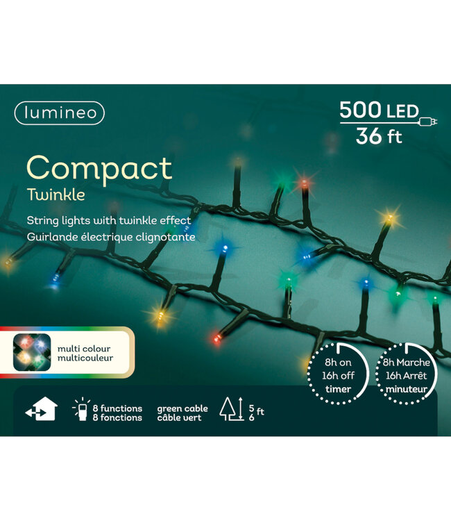 Lumières compact LED fils vert multi-couleurs