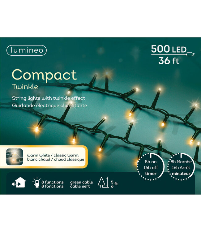 L✨ Lumières compactes LED – Fils vert, lumière blanche chaude pour une ambiance festive ✨